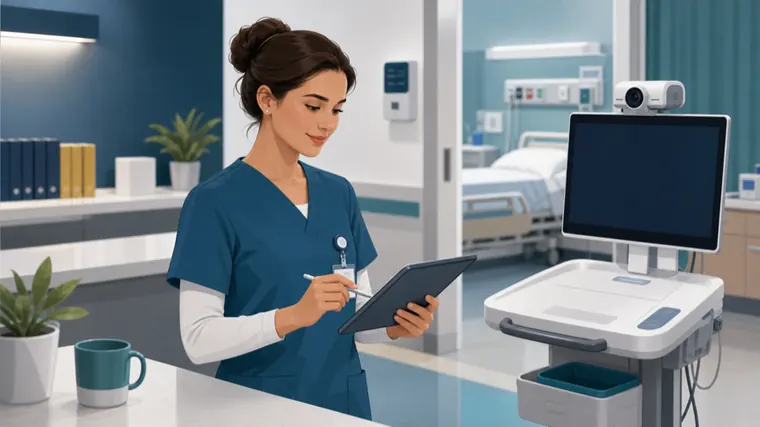 Infirmary nurse sending a virtual clinic request