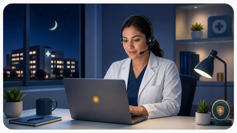 Remote clinician ready for overnight telemedicine coverage